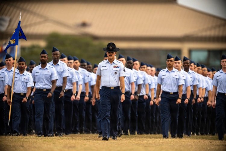 Air Force BMT graduation parade at Lackland AFB